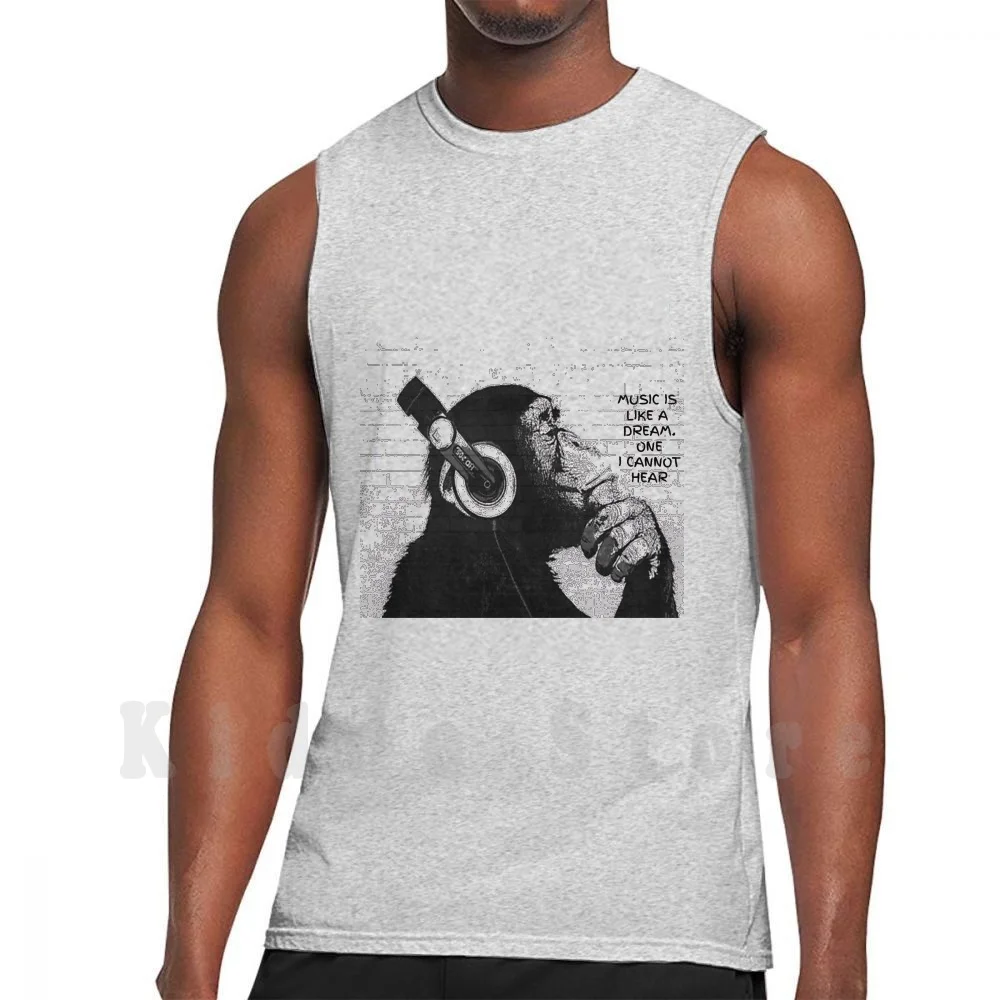 Banksy Monkey-Music es como un sueño. Camisetas sin mangas con estampado de grafiti y stencil de Banksy