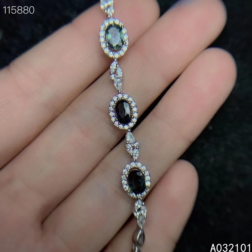 KJJEAXCMY fine jewelry S925 sterling silver inlaid natural sapphire Girl new exquisite hand Bracelet Support test Chinese style