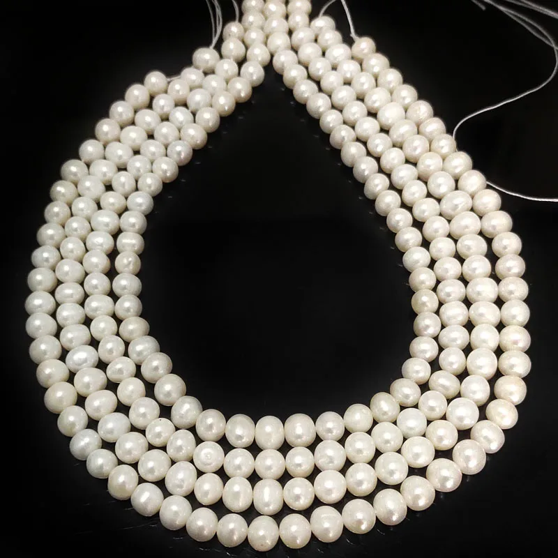 16 inches 7-8mm Natural White Potato Fresh Water Pearls Loose Strand