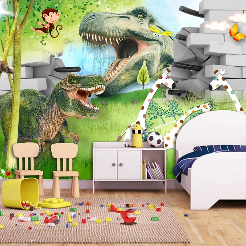 Papier peint intissé 3D motif dinosaure, papier peint Mural personnalisé, pour chambre d'enfant, salon