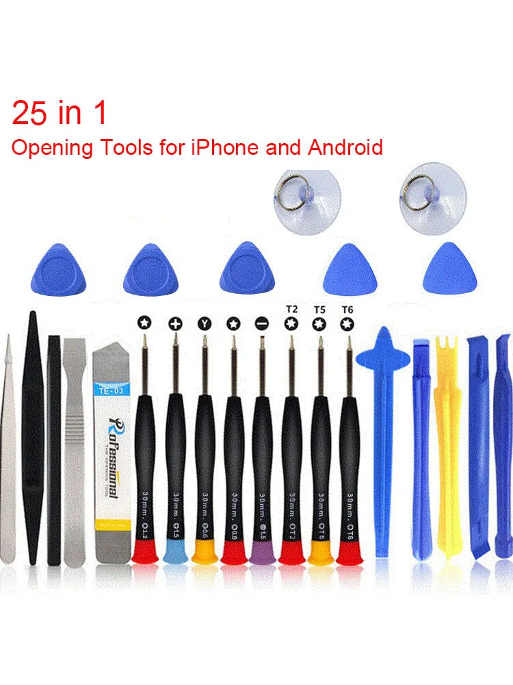 Jeu de tournevis de qualité pour téléphone, outils de démontage, kit de réparation mobile, 16, 21/25 en 1, iPhone, Xiaomi, Huawei, écran d\'ouverture