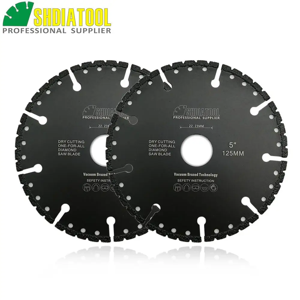 SHDIATOOL 2pcs Vacuum Brazed Diamond Cutting Discs Multi Purpose Rescue Sawblade For Cast Iron Steel Metal Plastic Concrete PVC