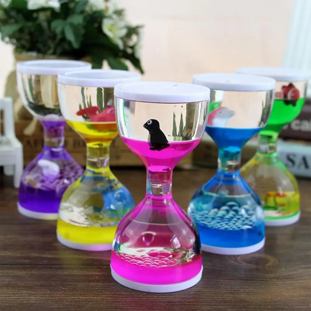 Creative Marine Animal Acrylic Hourglass Timer Liquid Oil Hourglass oil drip hourglass oil dripping Floating Liquid Oil Kids Toy