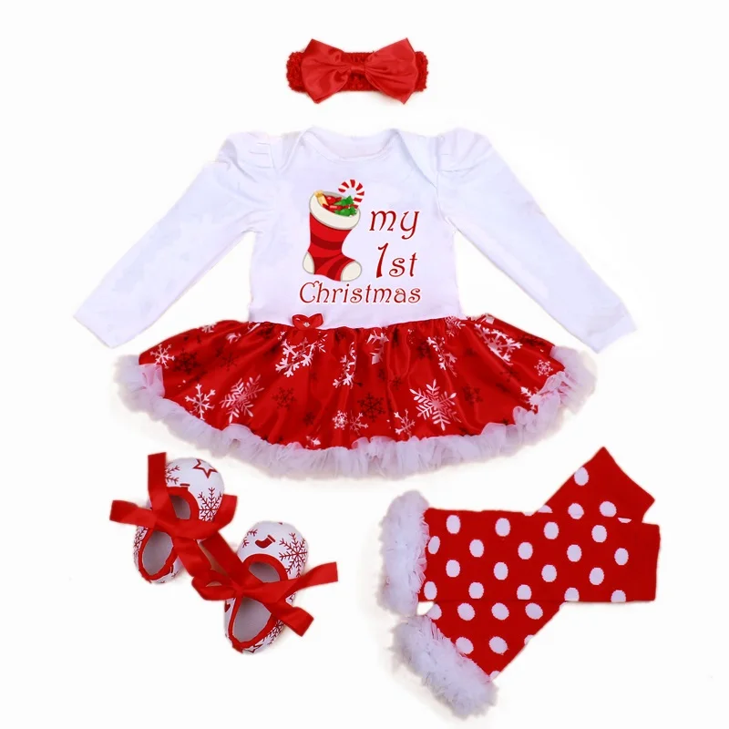 Newborn Baby Girl Clothes Infant Clothing Xmas Baby First Christmas Costumes Girls Rompers Dress Party Outfit Sets Bebe Jumpsuit