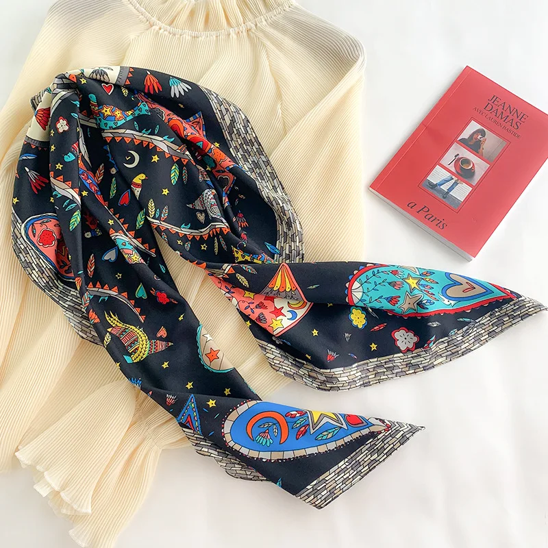 Big Square Designer Brand Spring Scarves New Women Silk Square Scarf Bubble Printed Fashion Lady Shawls Leaf Bird Femme Hijab