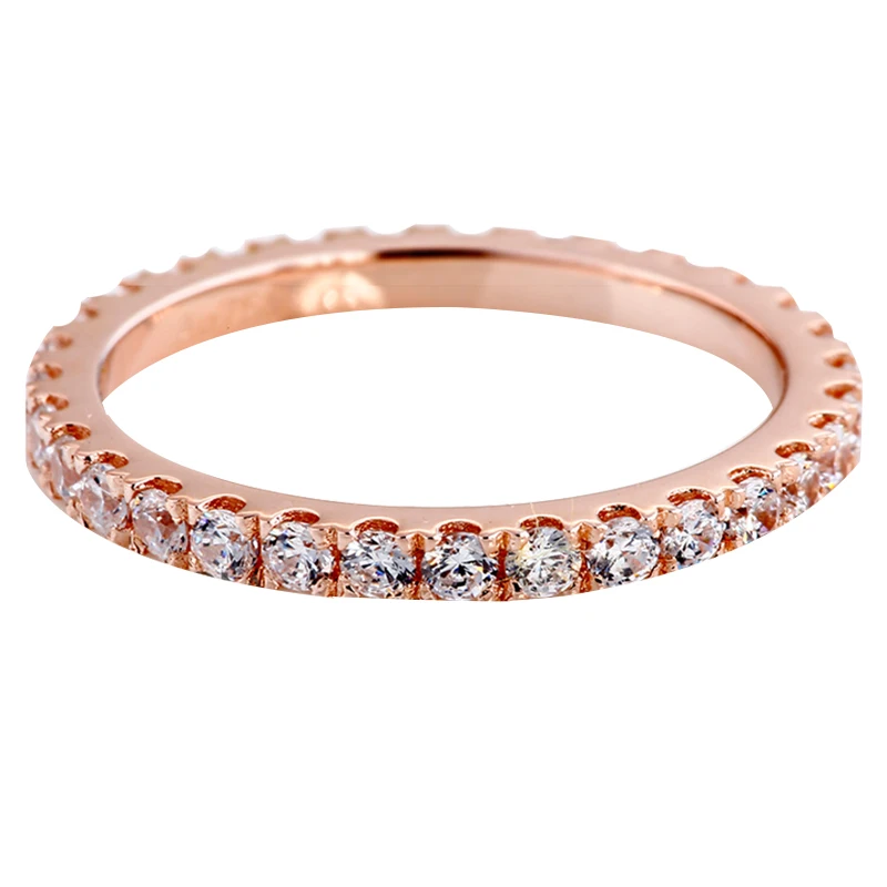 Eternity Pave Diamond cz Ring Real 925 sterling silver Jewelry Engagement Wedding band Rings for Women Bridal Charm Party Bijou