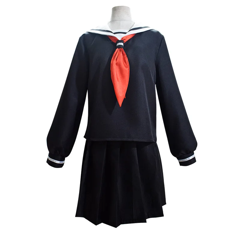 Hell Girl Enma Ai Cosplay Costume Jigoku Shojo JK Uniform Sailor Suit Schoolgirl Uniforms Black Wig Long Straight Hair