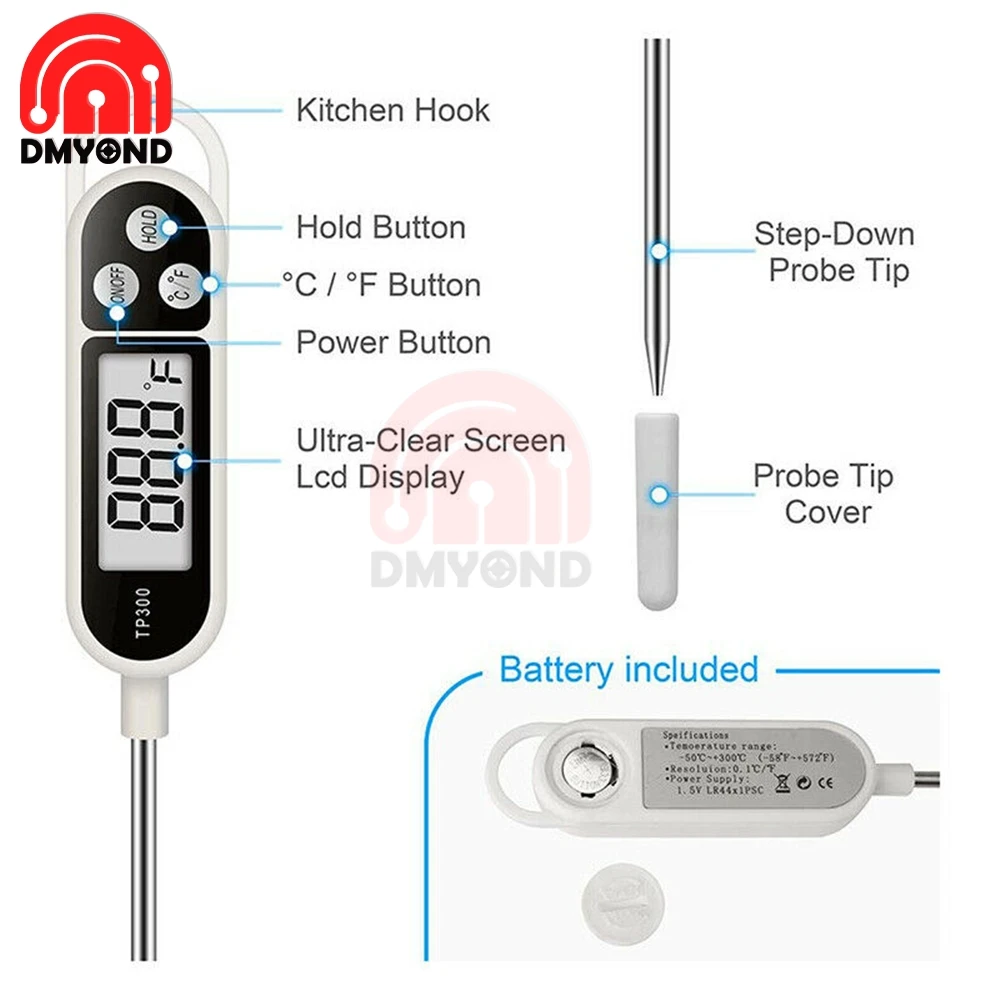 Food Thermometer TP300 Digital Kitchen Thermometer For Meat Water Milk Cooking Food Probe BBQ Electronic Oven Kitchen Tools 40%