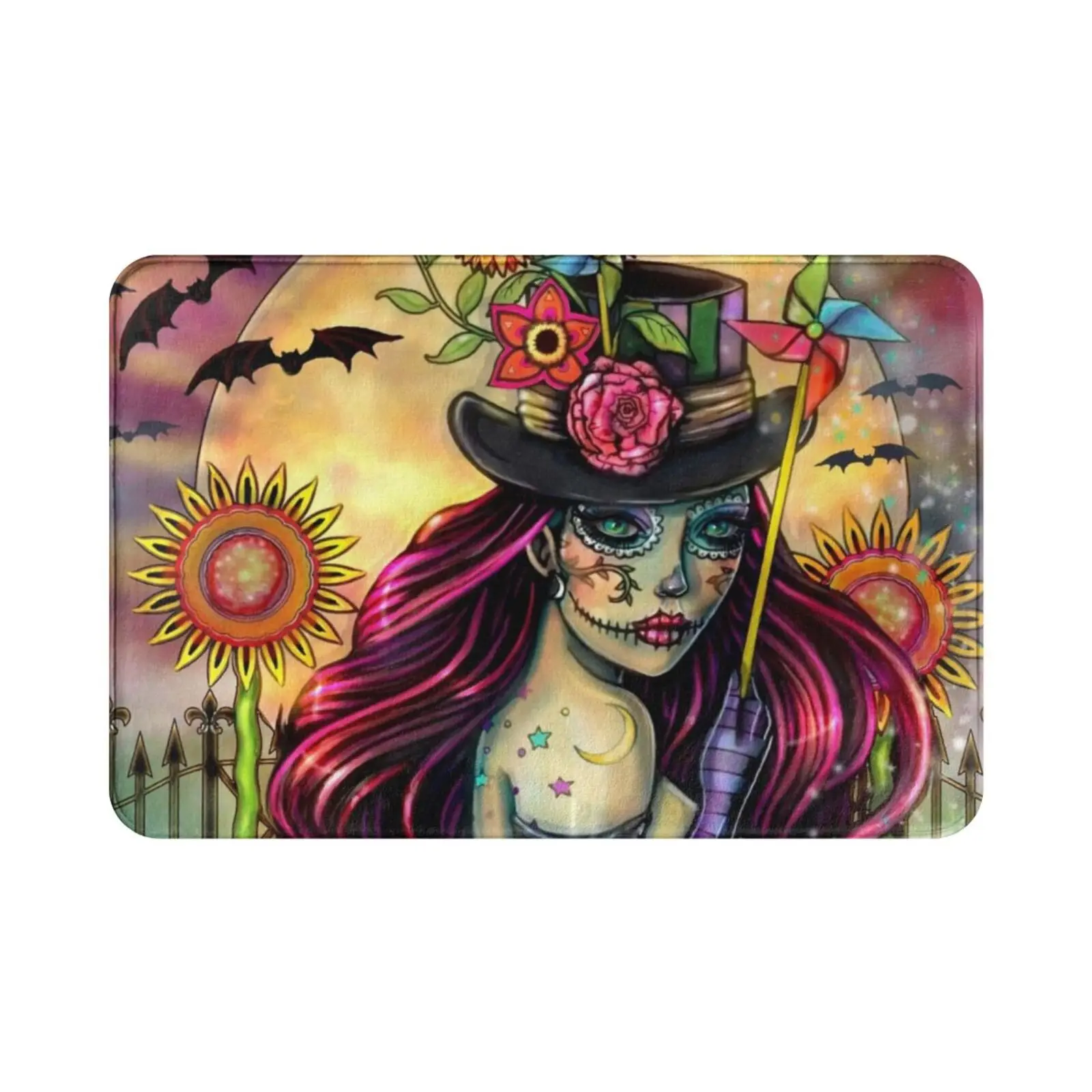 Sugar Skull Girl Fantasy Artwork By Molly Harrison Carpet 3080 Carpet Halloween Mardi Gras Fantasy