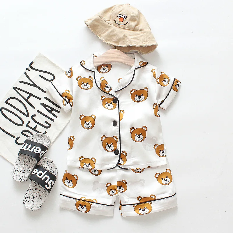 DIIMUU Baby Boys Sleepwear Baby Boy Summer Clothing Children Homewear Pajamas Girls Pajamas Kids Nightwear 1-4T Infants Clothes