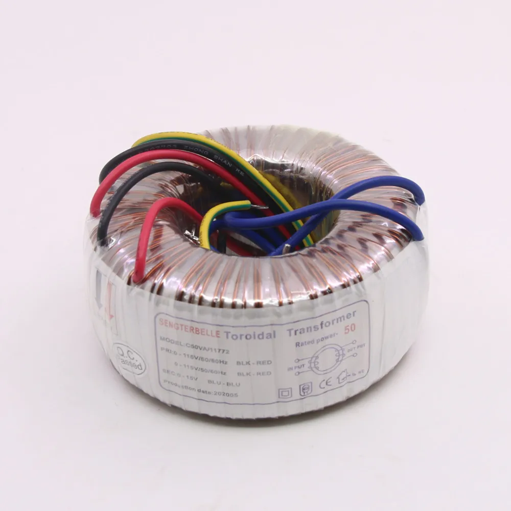 50W transformator toroidalny z czystej miedzi 220V do 15V izolowany jednofazowy transformator mocy do przedwzmacniacza liniowego PSU