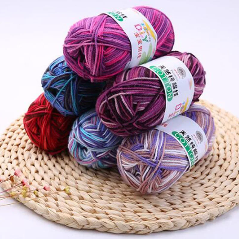 Fancy Yarn Mix Colors, 100% Cotton Thread Strings, Cotton Blended Yarn, Beautiful for Hand Knitting, 500g