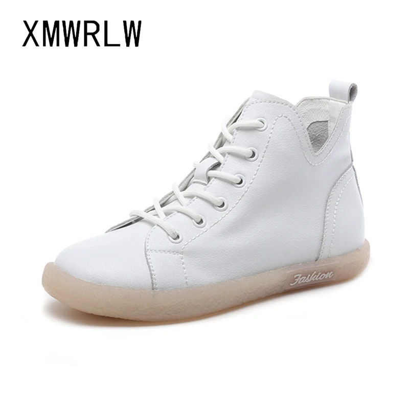 XMWRLW Women Flat Boots 2020 Autumn Winter Genuine Leather Ankle Boots For Women Autumn Shoes Casual Ladies Boot Plus Size 42