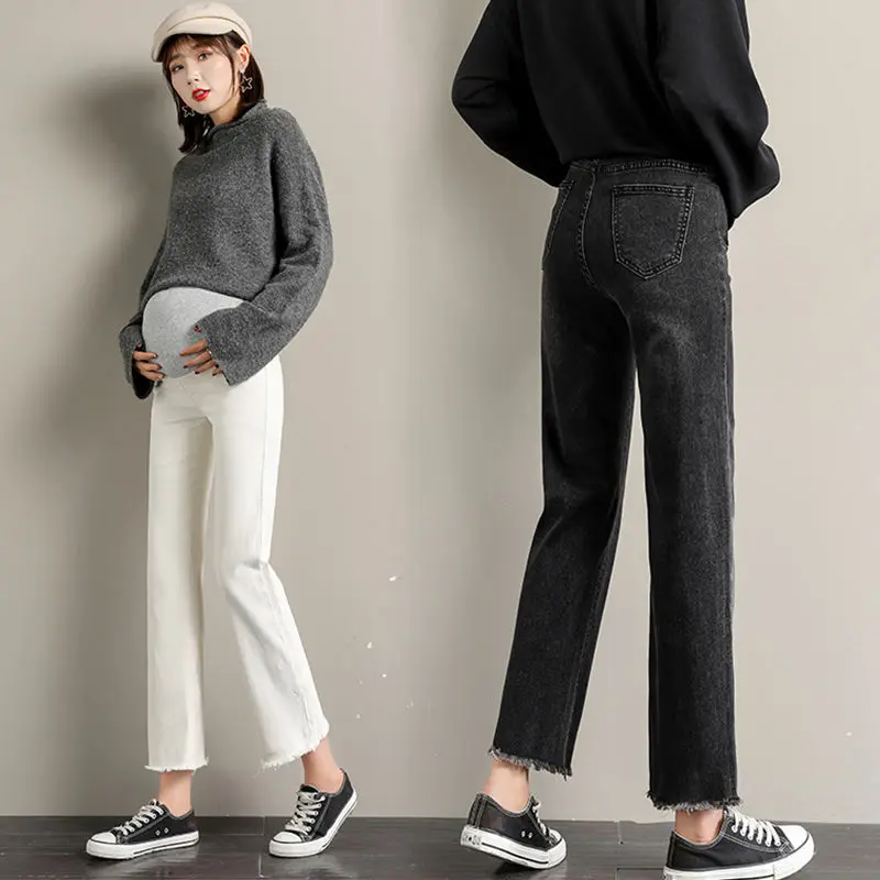 

Pregnancy Abdominal Pants Boyfriend Wide Jeans Maternity Pants For Pregnant Women Clothes High Waist Trousers Loose Denim Jeans