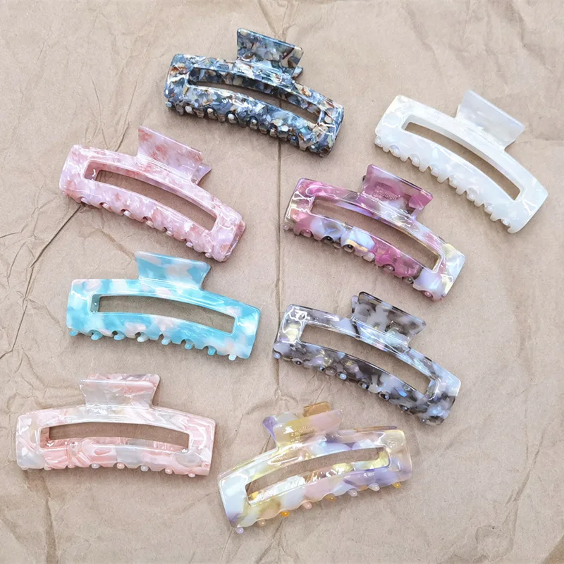 Fashion Flower Print Large Hair Claws Geometric Hair Clamp Grab Hair Styling Hair Clips for Women Girls Hairpin Hair Accessories