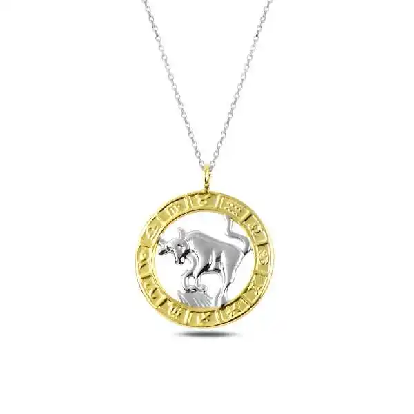 Silver Gold Taurus Zodiac Pendant