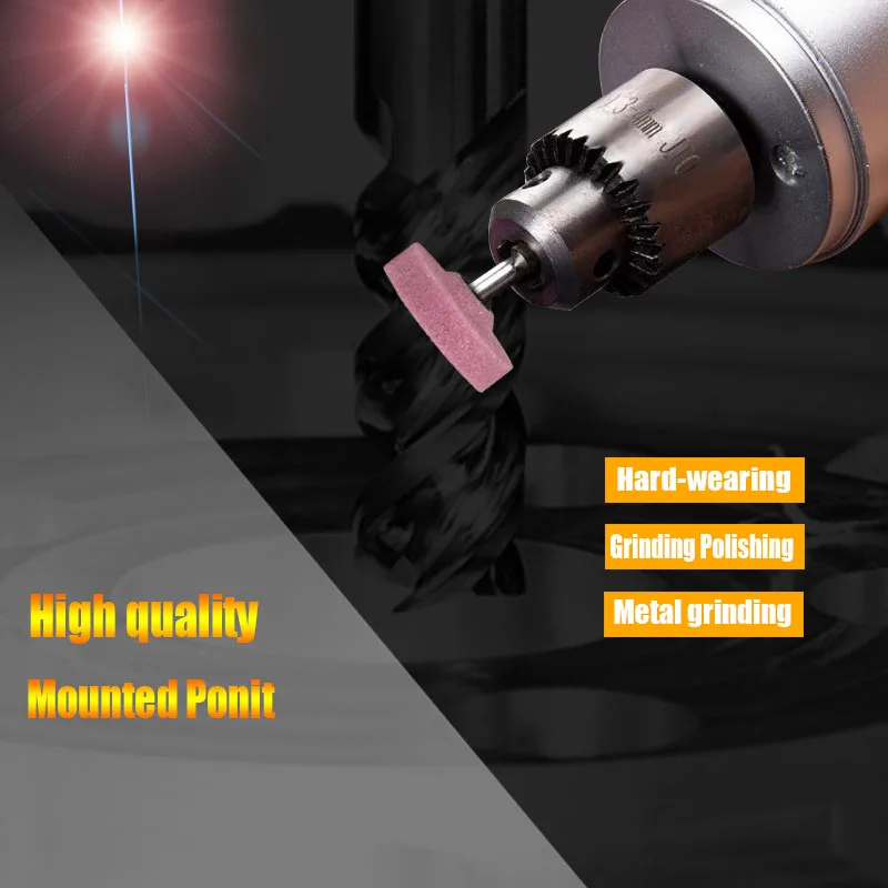Kualitas Tinggi 100 Pcs Bentuk Datar Keramik Mount Point Grinding Batu Kepala Grinding Wheel Abrasive Grinding Kepala untuk Logam Memperbaiki