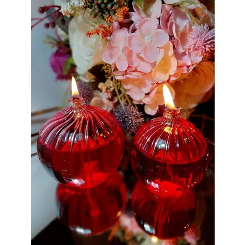 Viyale Store Pomegranate Model Glass Oil Lamp Dual Set