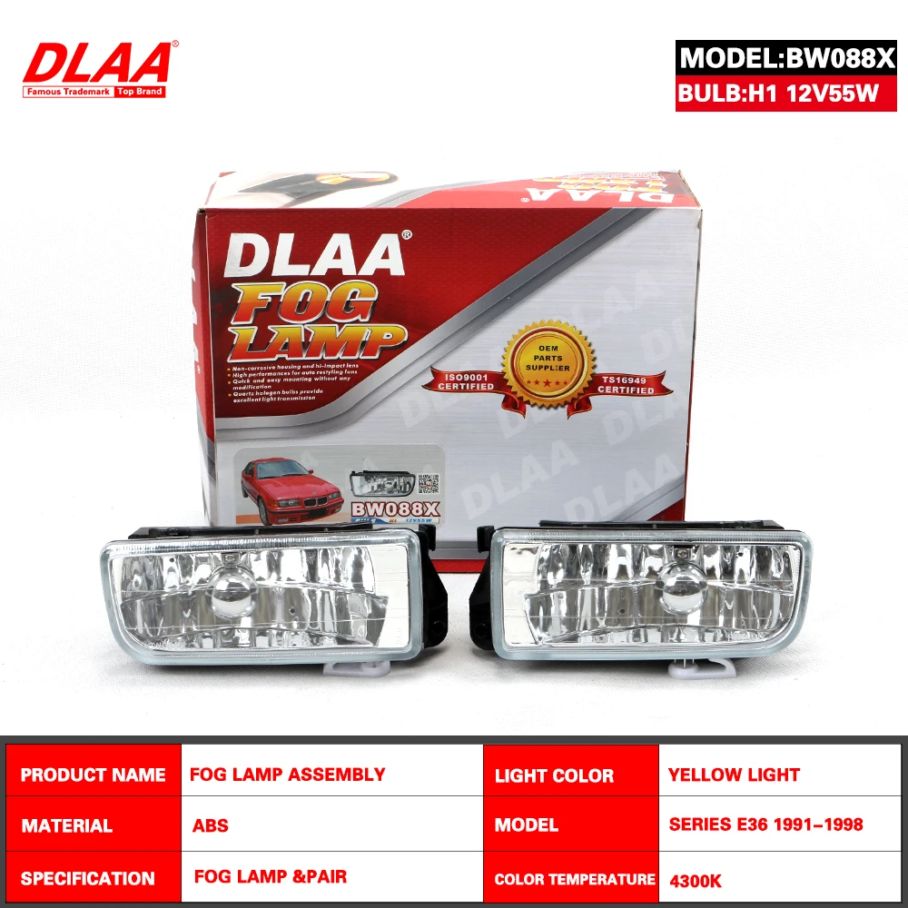 DLAA For Serier E36 1991 1992 1993 1994 1995 1996 1998 Front Fog Lights Car Styling Spot Light Fog Lamps With Switch - 1 Pair