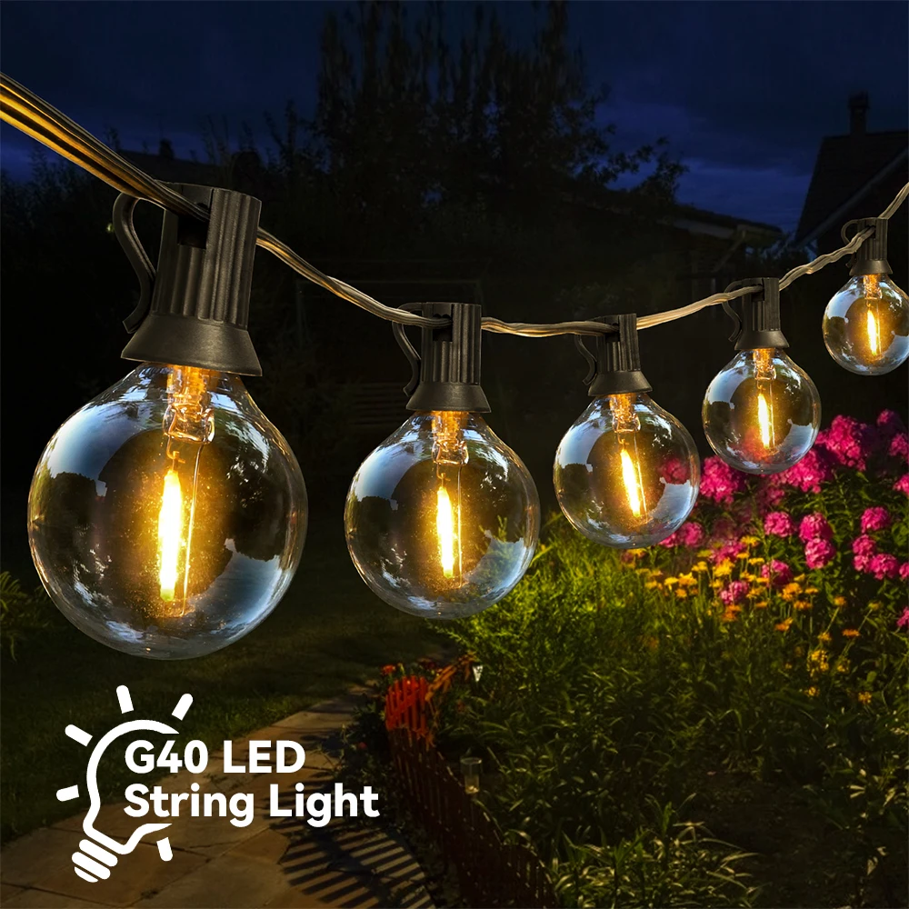 

LED G40 Ball String Lights Waterproof Outdoor Garden Garland String Lights Terrace Garden Pub Christmas Party Decoration