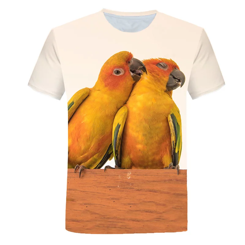 Fashion men\'s t-shirts With Parrot Pattern Summer 3D Casual Trend Color Print T-shirt Personality Funny Birds graphic t shirts