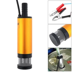 Aluminum Alloy Auto Car Electric Submersible Pump 12V 24V Fuel Water Oil Transfer Pump Tool with 2 Alligator Clips