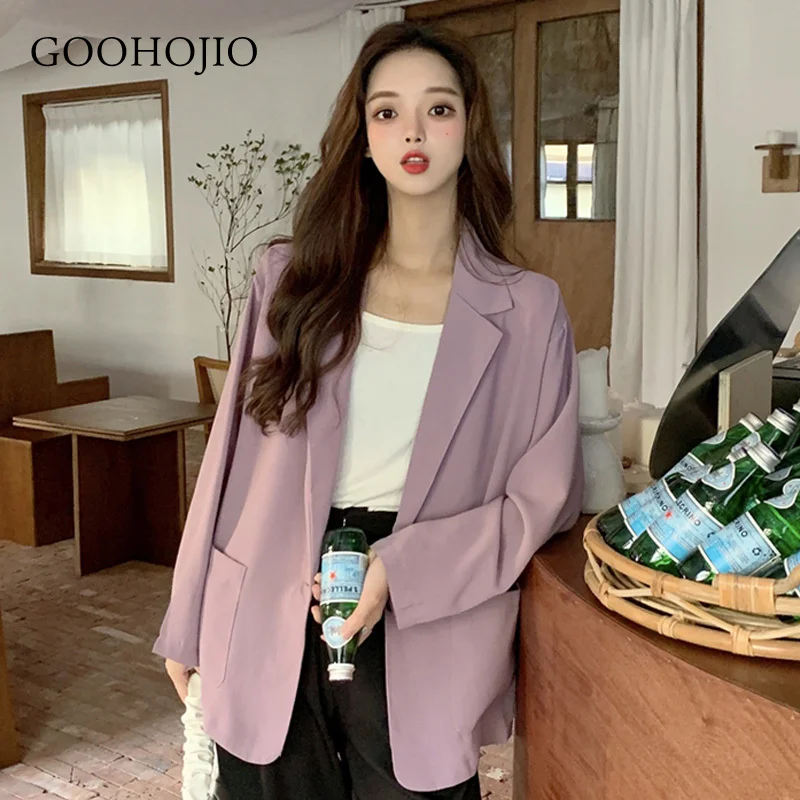 

GOOHOJIO 2021 Spring and Autumn Casual Fashion Women Blazers Fashionable Blazers for Women All-match Chic Loose Blazers Women