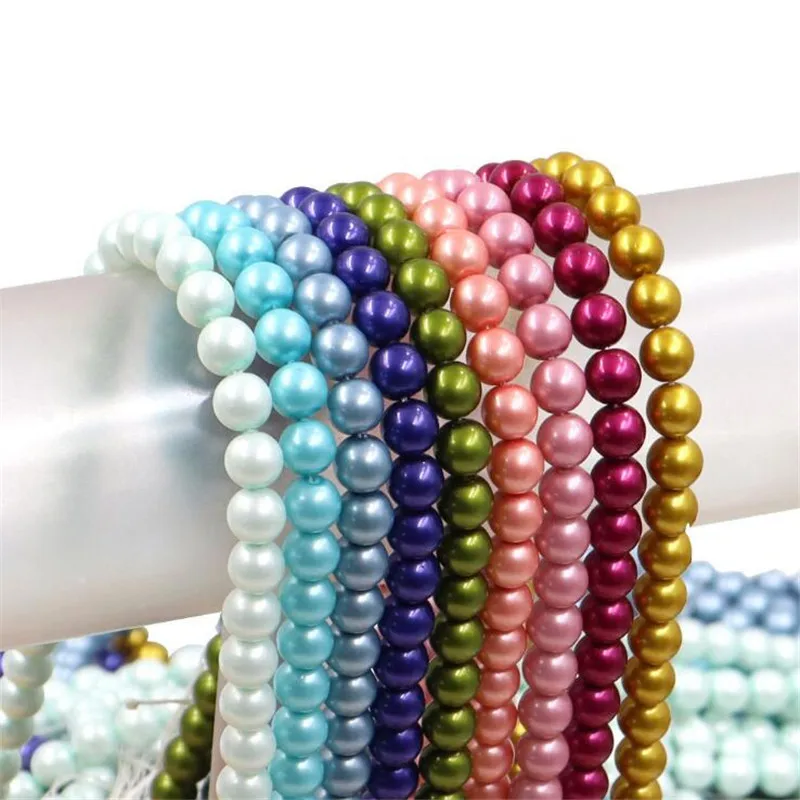 Pearl beads 3-14mm Glass Pearl Beads White Glass Imitation Round Loose Beads For Jewelry DIY Bracelet Necklace Making 15\