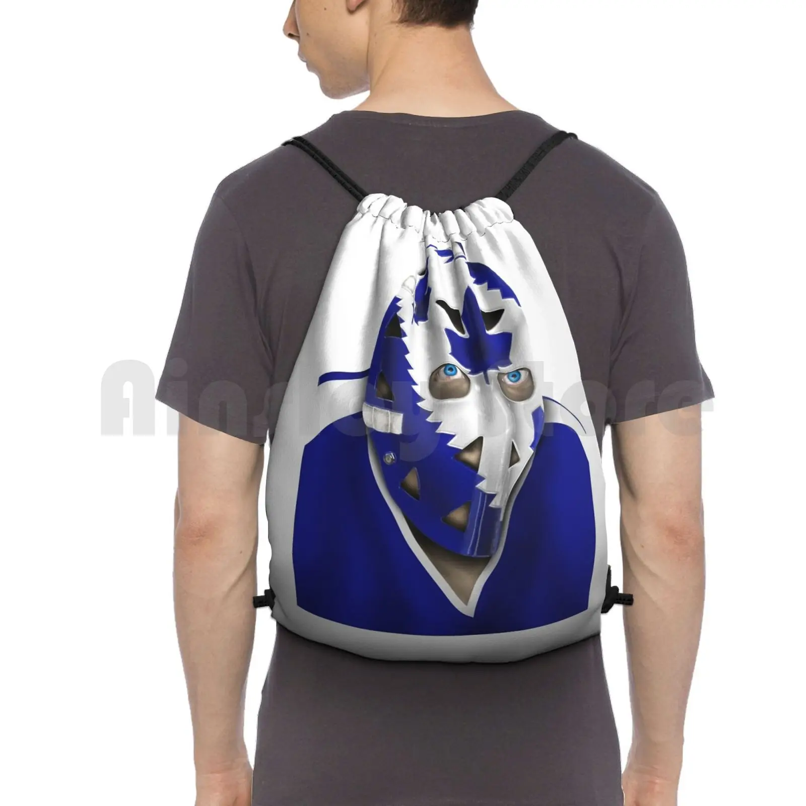 Toronto Hockey Goalie Mask Backpack Drawstring Bags Gym Bag Waterproof Hockey Goalie Goaltender Mike Palmateer Retro