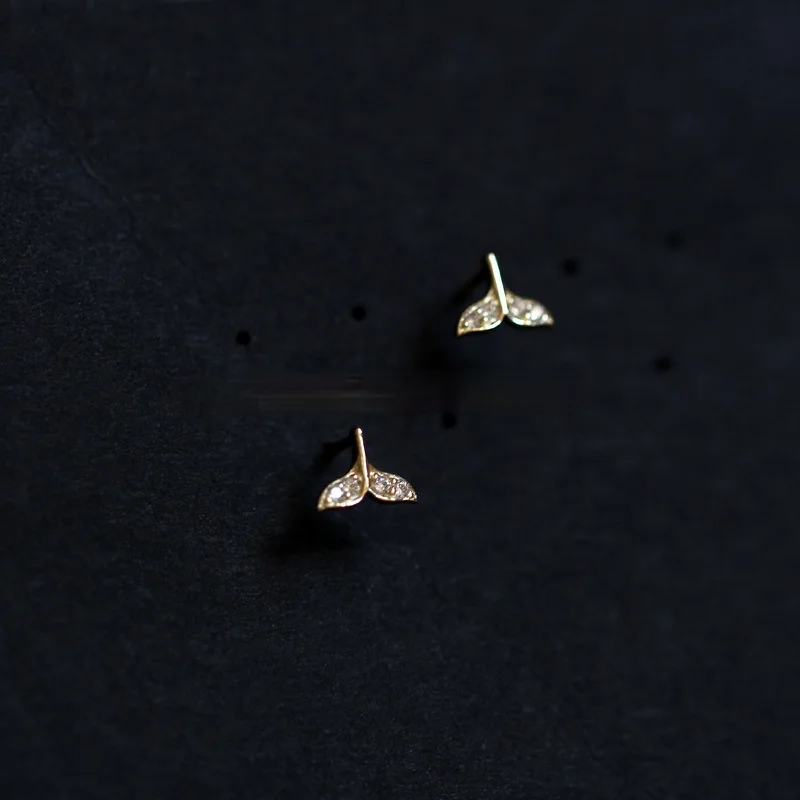 Personality Mini Mermaid Tail Earrings Luxury Gold Plated Micro Inlay Zircon Women's Earrings Fashion Women's Wedding Jewelry