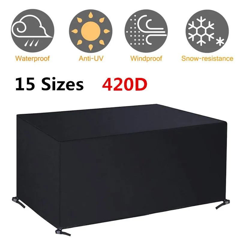 

15 Sizes 420D Oxford Cloth Waterproof Garden Patio Furniture Cover Rattan Table Cube Cover Outdoor Dust Protection Cover