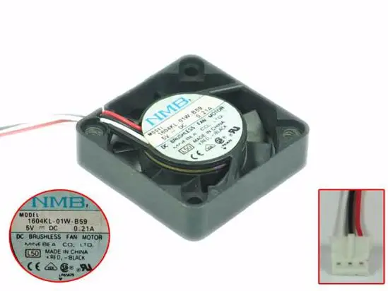 NMB-MAT 1604KL-01W-B59 L50 DC 5V 0.21A 40x40x10mm 3-wire Server Cooling Fan