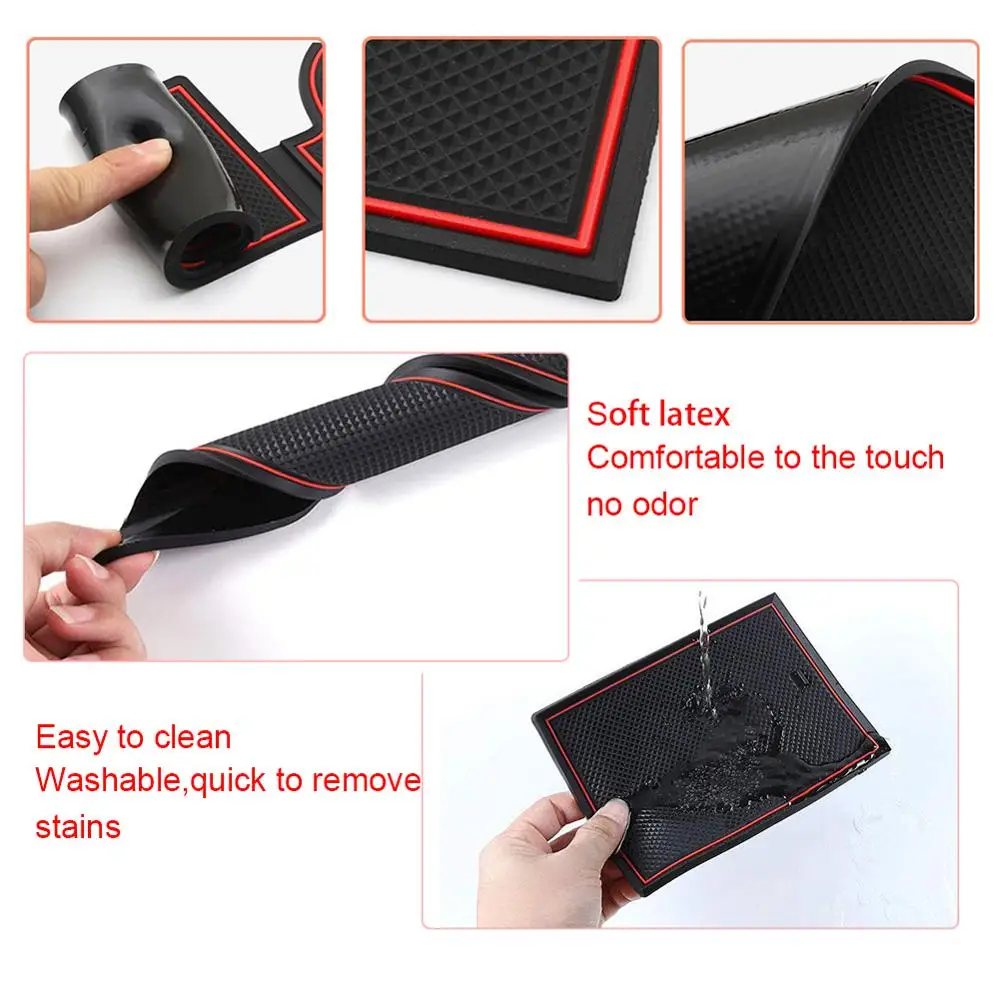 LFOTPP Door Groove Mat for VW Up/Seat Mii/Skoda Citigo 2013-2021 Car Anti-slip Mat Rubber Gate Slot Pads Seat Mii Accessories