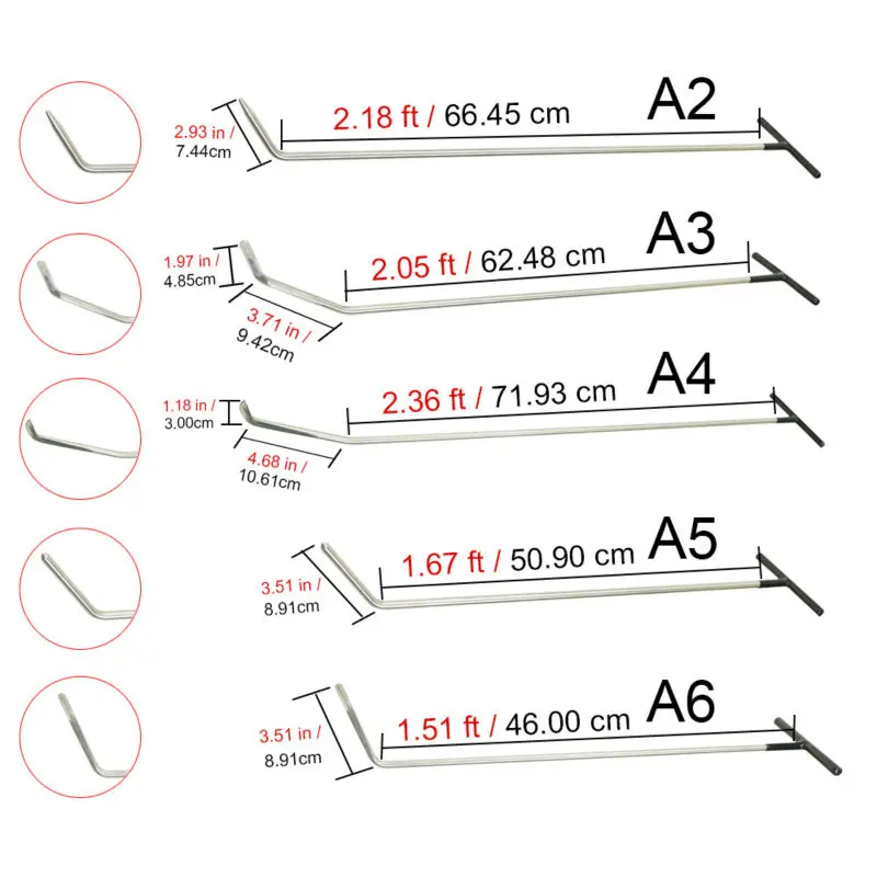 42Pcs  tools push Rods Dent Remover Tools  Hail Damage Removal Car Ding Dent Repair Rod Hook