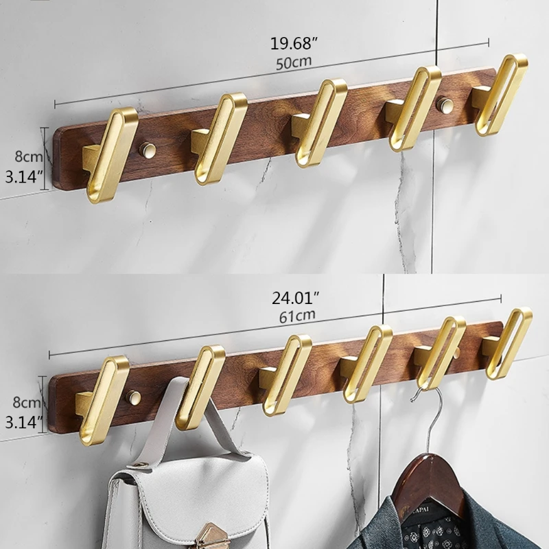 Cintre mural en bois, crochets Multi métalliques, porte-manteau, piquets de vêtements durables