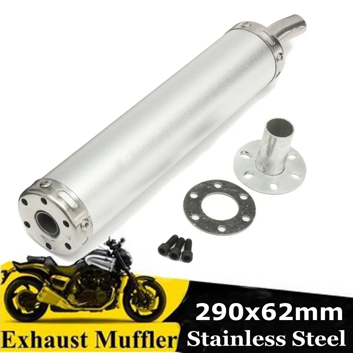 290mm Motorcycle Exhaust Muffler Pipe Exhaust Tip Tail Tube Silencer Motocross Dirt Pit Street Bike Scooter For Suzuki/Yamaha