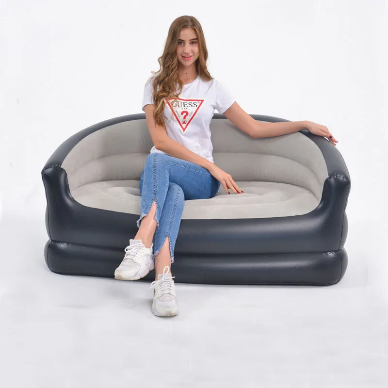 Inflatable Backrest Sofa Seat, Suede Flocking, Portable Leisure Recliner, Lounger Pedal, Lazy Sofa, Camp Chair foldable