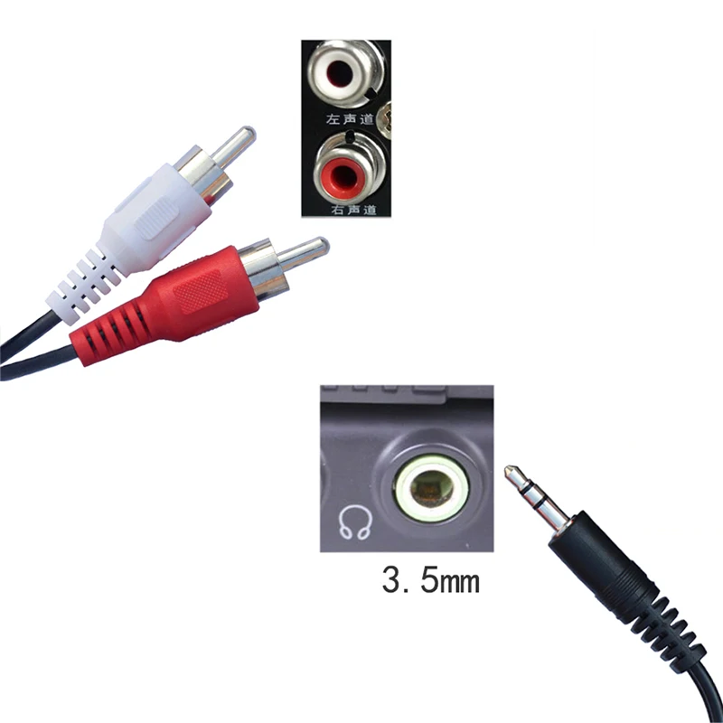 Cable de Audio estéreo HiFi macho a 2 RCA, 3,5mm, para teléfono móvil, portátil, TV, altavoces, caja de 0,2 m, 1,5 m, 3m, 5m