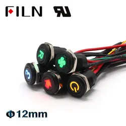 FLIN 12mm 12v racing Car Boat iP65 waterproof Plastic button Momentary Latching Push Button Switch with DashBoard Symbol