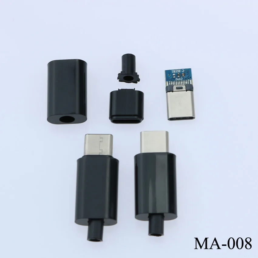 1 Set DIY Micro USB Type-C Welding Type Male 8 Pin Plug Connector w/Plastic Cover white/black for iphone 5 5s 6 6s plus 7 7plus - Image 4