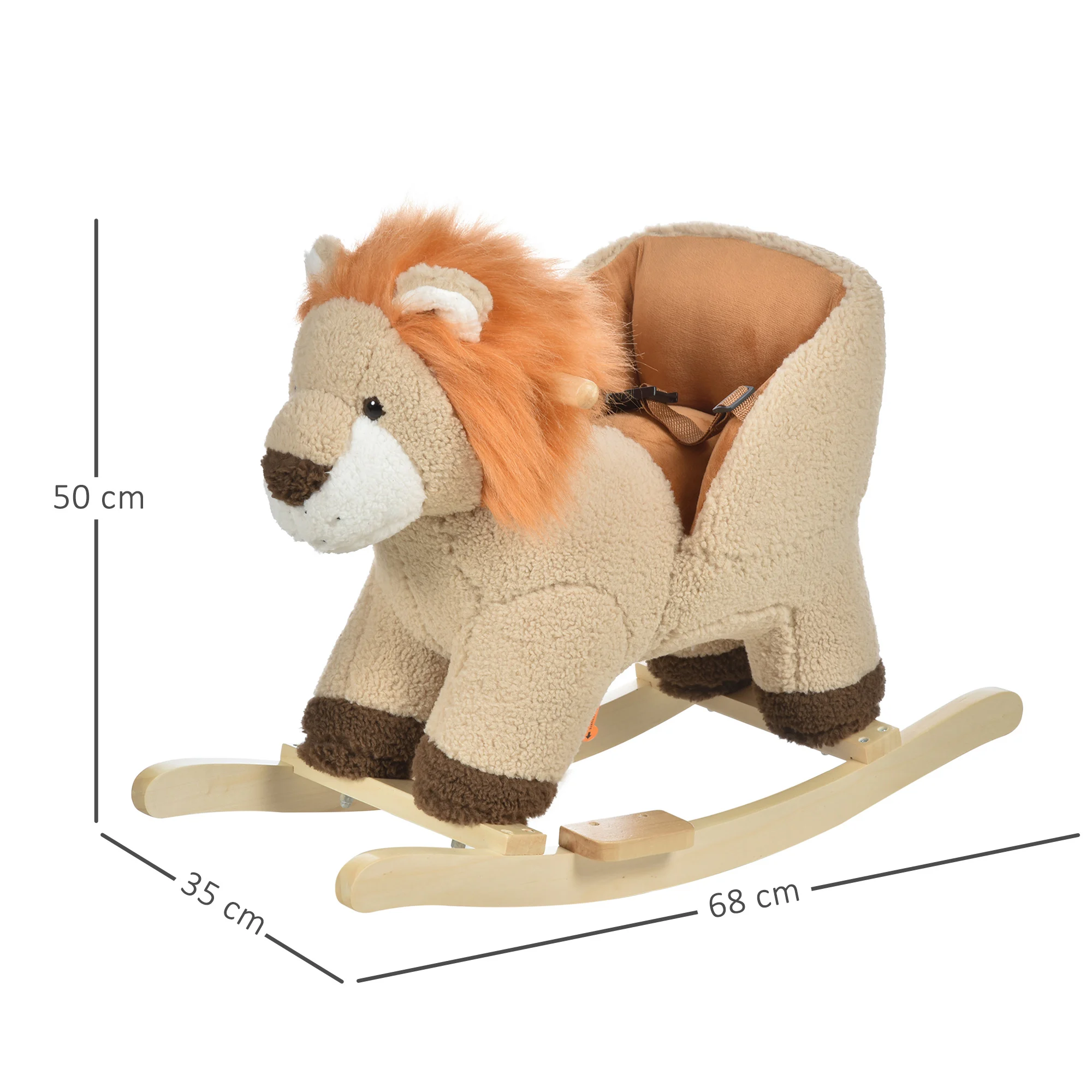 Imagen 4: HOMCOM Caballito Balancín León para Bebés de 18-36 Meses con Sonidos 68x35x50 cm