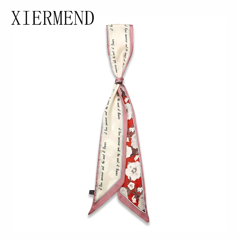 2021 spring new summer small shirt long ribbon silk scarves Korea belt with small scarf women skinny scarf