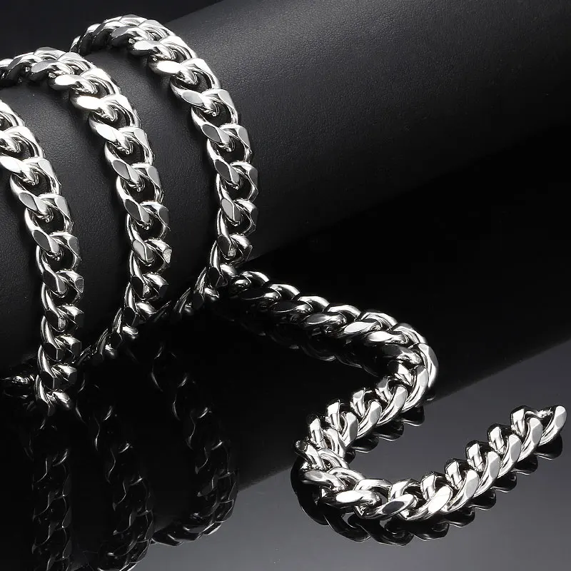 7.5mm 10.5mm Width Heavy Miami Cuban Stainless Steel Figaro Mill Chain for DIY Handmade Necklace Bracelet Making Wholesale 1M