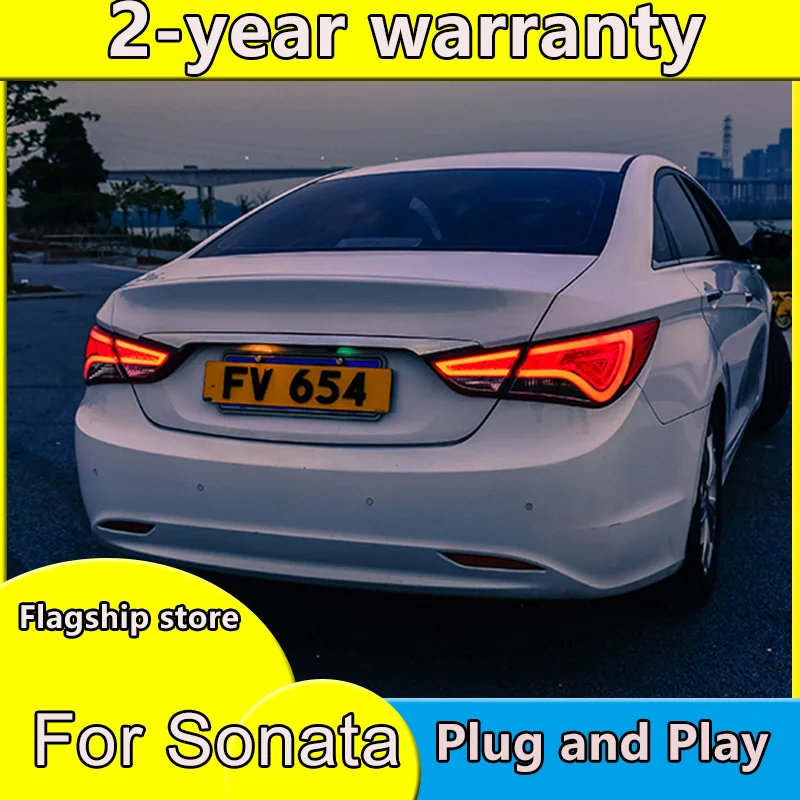 Car Styling for Hyundai Sonata led taillights 2011-2014 parking led Sonata 8 tail lamps led rear lights led light guide