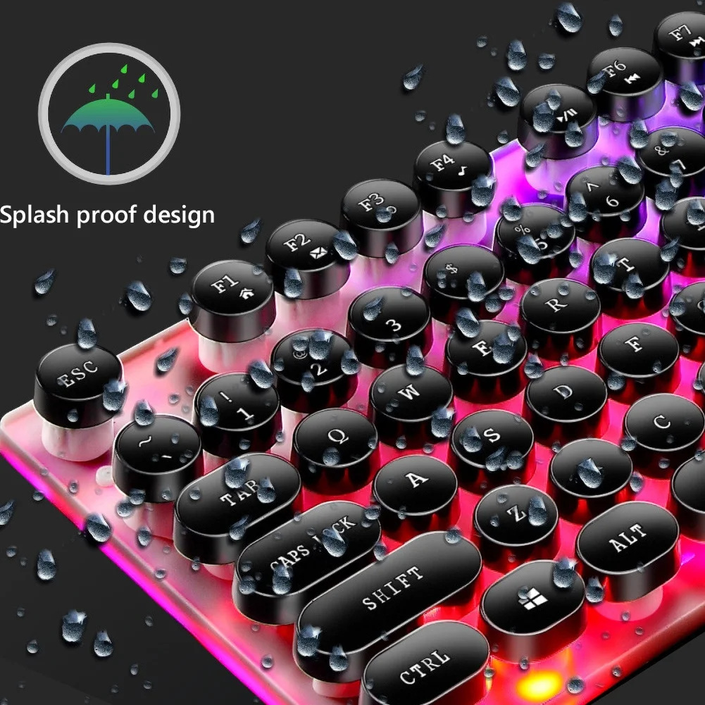 Waterproof Wired Gaming Keyboard Mechanical Feeling Backlit Keyboards USB 104 Keycaps  Keyboard Computer Game Keyboards