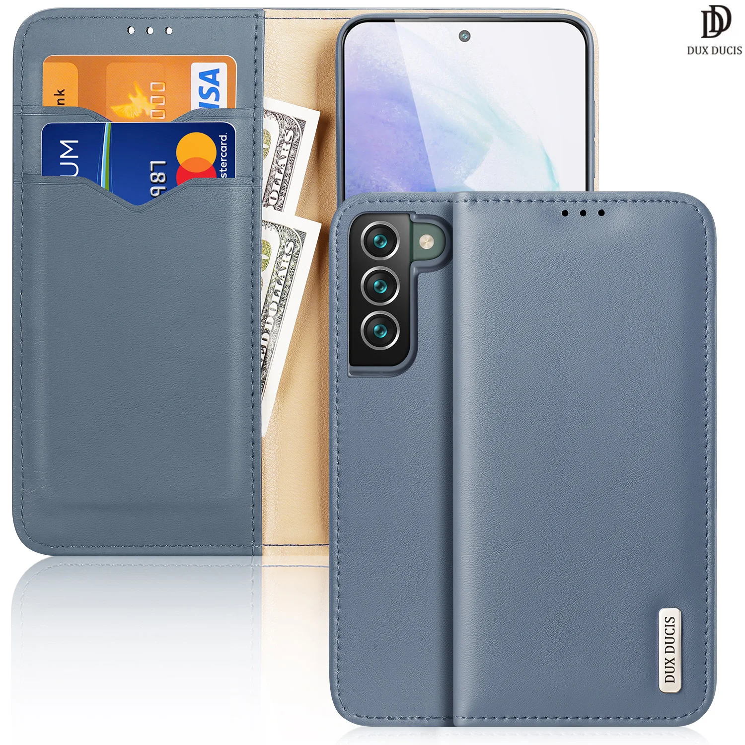 

For Samsung Galaxy S22 PLUS S22 S22 Ultra Case Flip Cover Luxury Real Leather Wallet Case 360° Protection Steady Stand H-Series