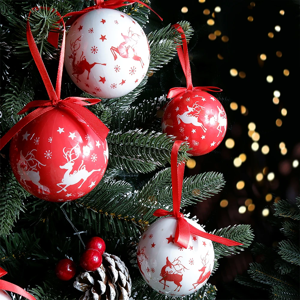 6PCS Xmas Tree Hanging Ball Ornament Decorations Gift New Year Navidad Eazy Hang Ball Bauble DIY Xmas Party Christmas