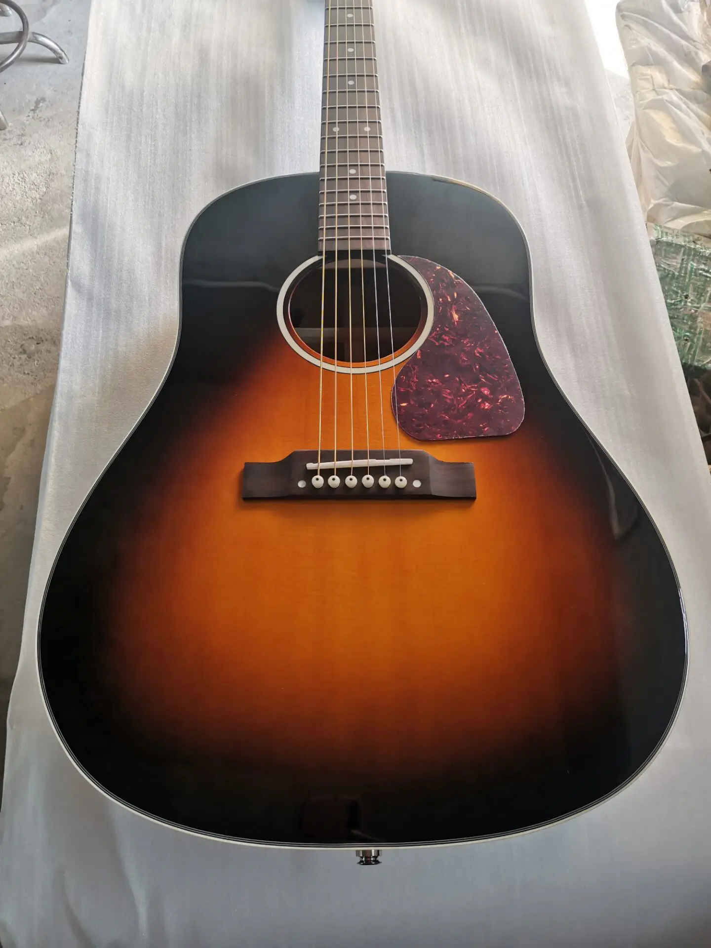 

J45 style custom acoustic guitar slope-shoulder dark vintage sunburst acoustic guitar professional 6 string guitar ship from US