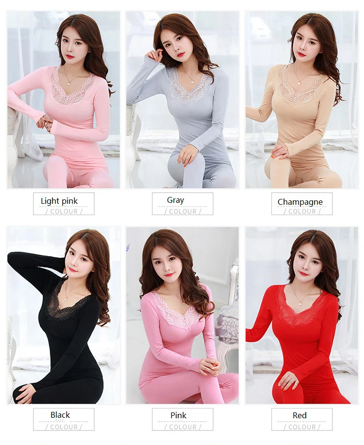 Sexy Thermal Underwear Sets Women Long Johns Suit Winter Warm Underwear Suit Ladies Bodysuit Slim Intimate Sets Female Pajamas