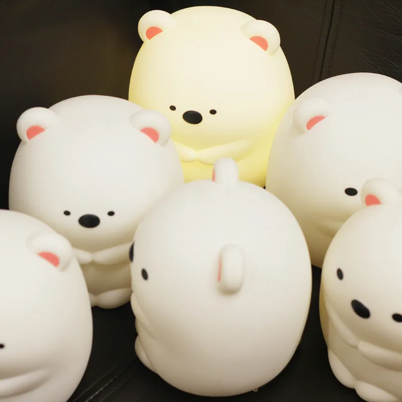 LED night light cute bear colorful silicone USB charging bedside lamp home decoration gift remote control  Drop shipping